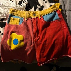 multi color high waisted shorts